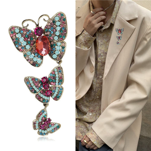 Three Butterfly Vine Brooch close-up highlighting the front decoration
