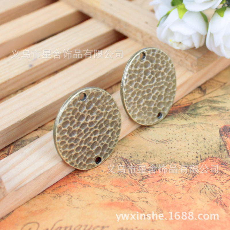 31x28mm Oval Water Ripple 2-Hole Alloy Connector