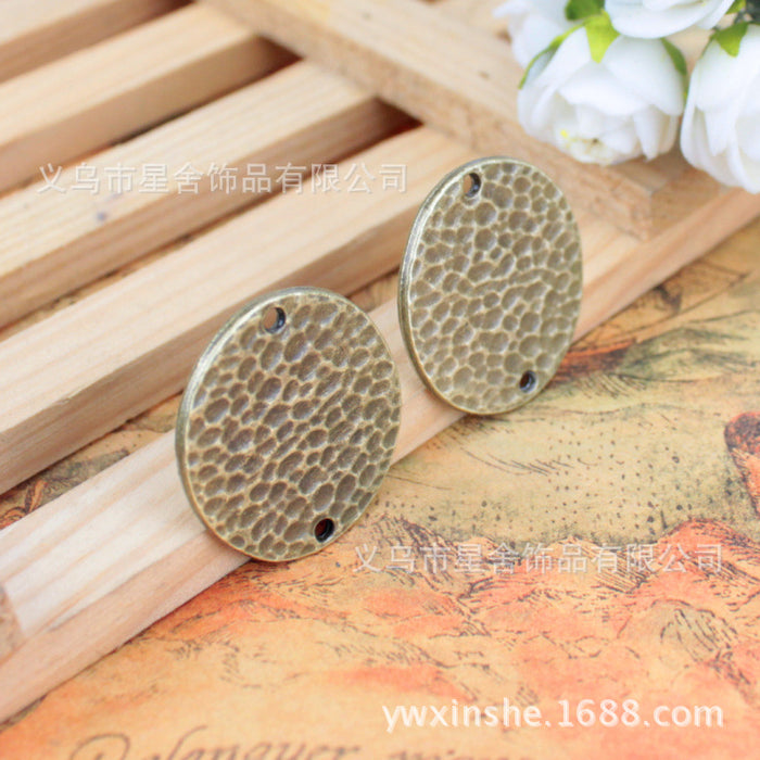 31x28mm Oval Water Ripple 2-Hole Alloy Connector