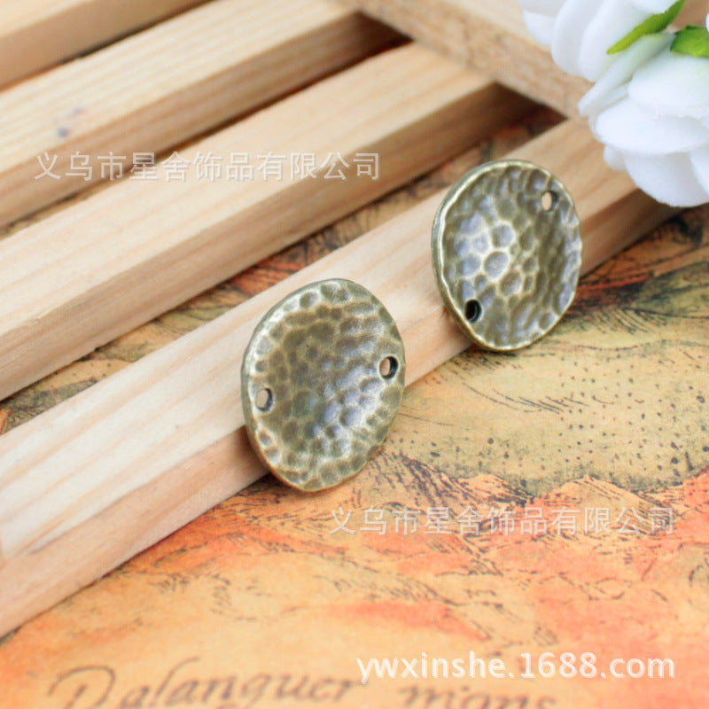 20mm Irregular Round Double Hole Alloy Connector Charm