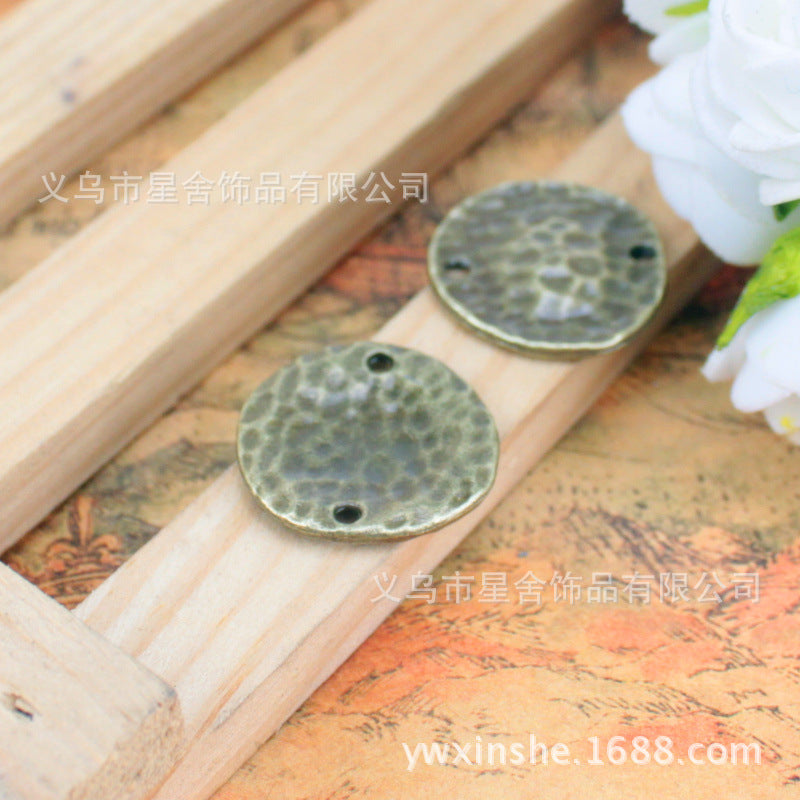 20mm Irregular Round Double Hole Alloy Connector Charm