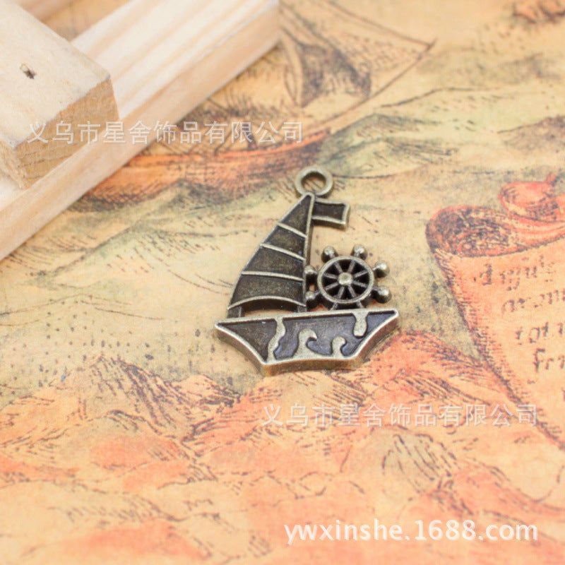 28x21mm Alloy Ship Wheel Charm Pendant