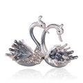 Double Swan Brooch with Silver Gray Feather Details view 1