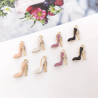 Colorful flower charms arranged on a light background