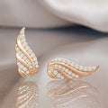 Wing Shape Stud Earrings in Silver and Gold Tones Jewelry Accessory view 4