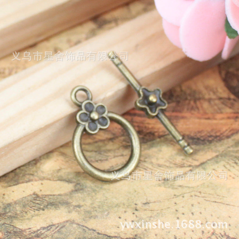 Alloy Flower Toggle Clasp 14mm for DIY Bracelets