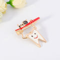 Red Gold Tone Flower Enamel Metal Brooch Pin 3.9 cm view 5