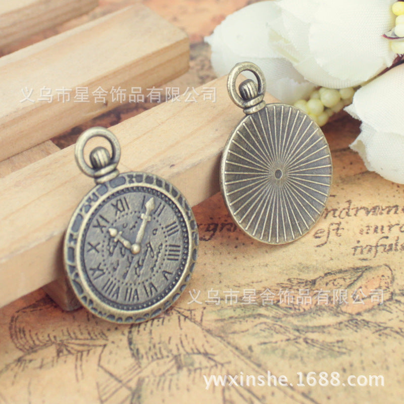Vintage 29x21mm Alloy Pocket Watch Charm Pendant