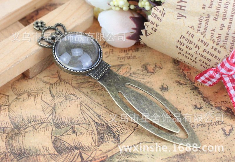 20mm Crown Cabochon Tray Bookmark Base in Antique Bronze Alloy