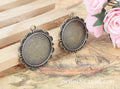 Oval Bezel Pendant Setting With Beaded Rim In Multiple Metal Finishes view 1