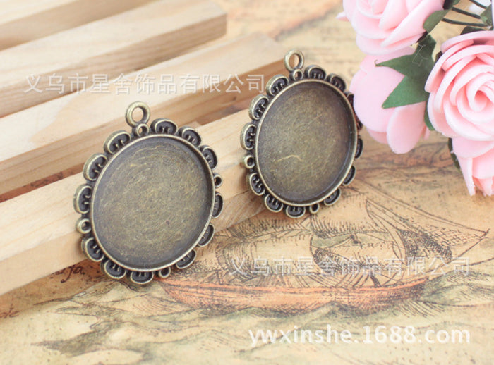 Oval Bezel Pendant Setting With Beaded Rim In Multiple Metal Finishes