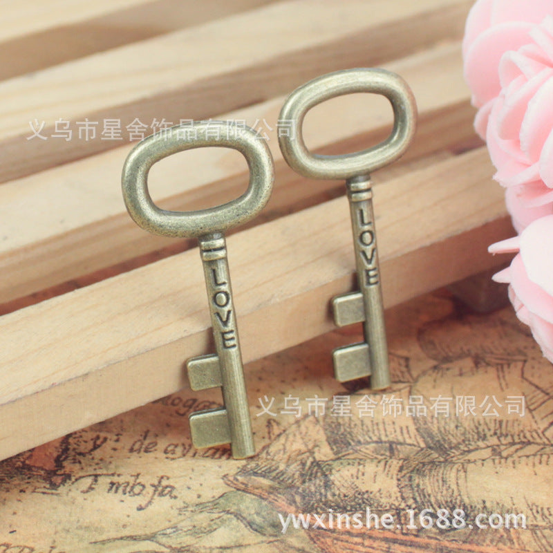 Vintage LOVE Key Alloy Charm Pendant 42x18mm