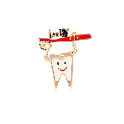 Front product view of the flower brooch pin in gold and red