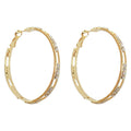 Gold Crystal Open Hoop Earrings with Sparkling Stone Details view 5
