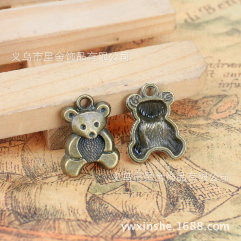 Heart Bear Alloy Charm Pendant 20x15mm