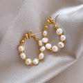 Pearl Beaded Hoop Earrings with Lustrous Bead Details view 6