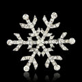 Silver Tone Snowflake Crystal Metal Brooch Pin 7 x 4.7 cm view 6