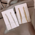 Crystal Bar Chain Tassel Earrings with Sparkling Stone Details view 2