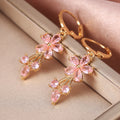 Floral Branch Long Drop Earrings In Five Colored Stone Options view 2