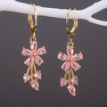 Floral Branch Long Drop Earrings In Five Colored Stone Options view 8