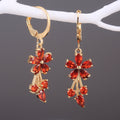 Floral Branch Long Drop Earrings In Five Colored Stone Options view 6