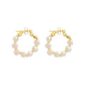 Pearl Beaded Hoop Earrings with Lustrous Bead Details view 5