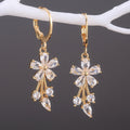 Floral Branch Long Drop Earrings In Five Colored Stone Options view 1