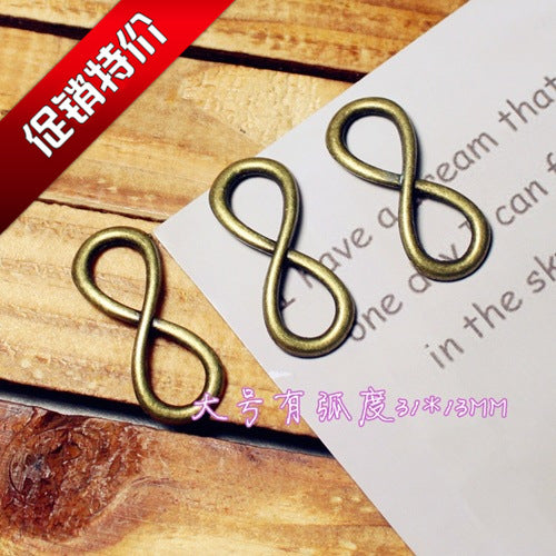 31×13mm Number 8 Alloy Charm Pendant for Bracelets Necklaces