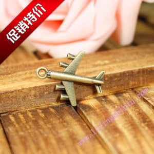 Vintage Fighter Plane Alloy Charm Pendant 28x23mm