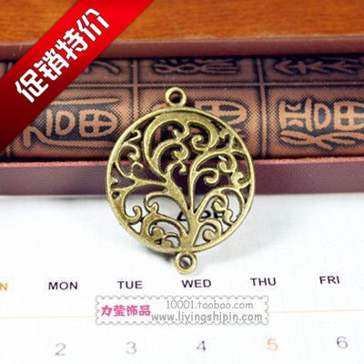Vintage Tree of Life Alloy Connector Pendant 31x24mm