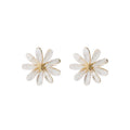 White Translucent Daisy Gold Tone Small Stud Earrings view 5