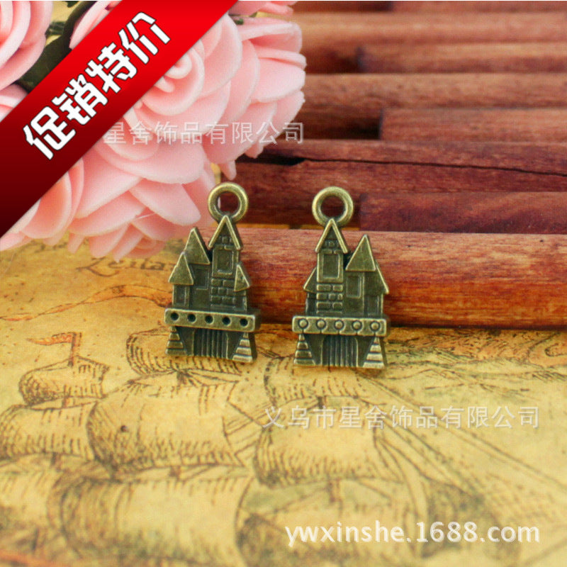 21x11mm Vintage Alloy Castle House Charm Pendant
