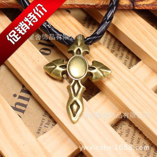 3D Alloy Cross Charm Pendant 45x31mm for DIY Necklaces