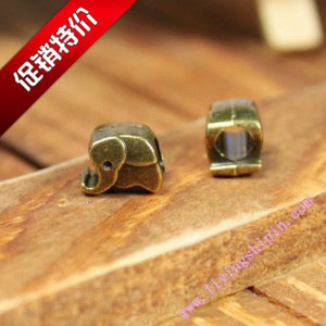 Double-Sided Elephant Large Hole Alloy Bead Pendant