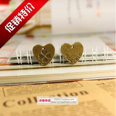 Clover Heart Antique Tone Alloy Jewelry Making Component in 3 Finishes