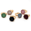 Gold Tone Round Druzy Adjustable Rings in Six Colors view 5