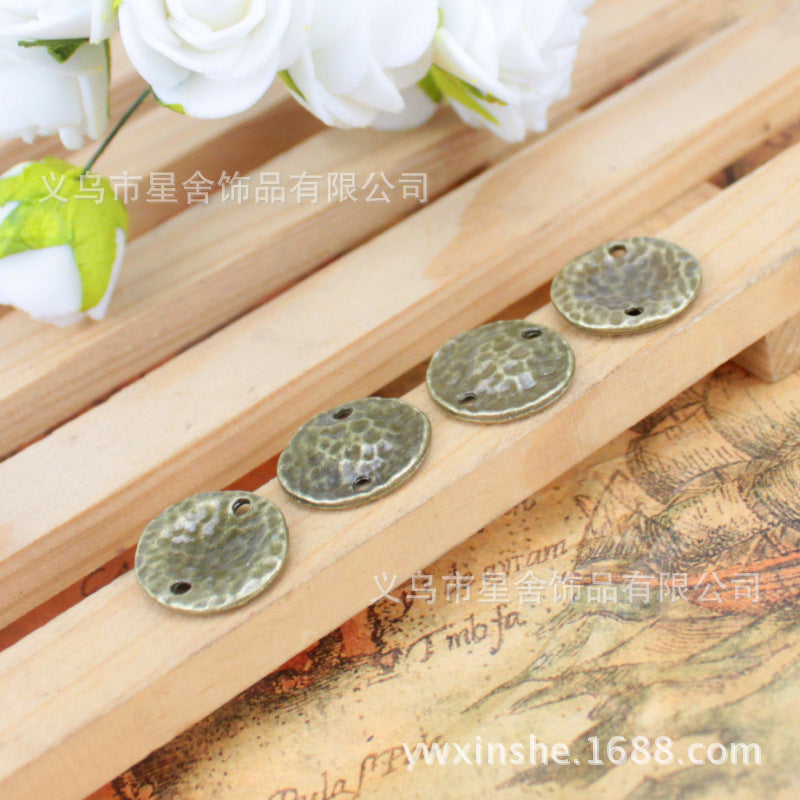 Geometric Irregular Round Disc Double-Hole Connector Charm 17x15mm
