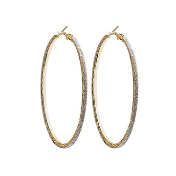 Gold and Silver Matte Oversized Slim Round Hoop Earrings