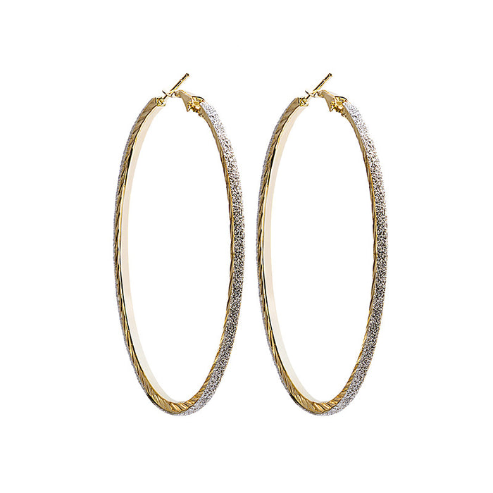 Gold and Silver Matte Oversized Slim Round Hoop Earrings