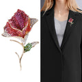 Crystal Rose Stem Brooch in Blue Pink or Red Stem Pin view 2