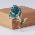 Crystal Rose Stem Brooch in Blue Pink or Red Stem Pin view 6