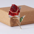 Crystal Rose Stem Brooch in Blue Pink or Red Stem Pin view 8