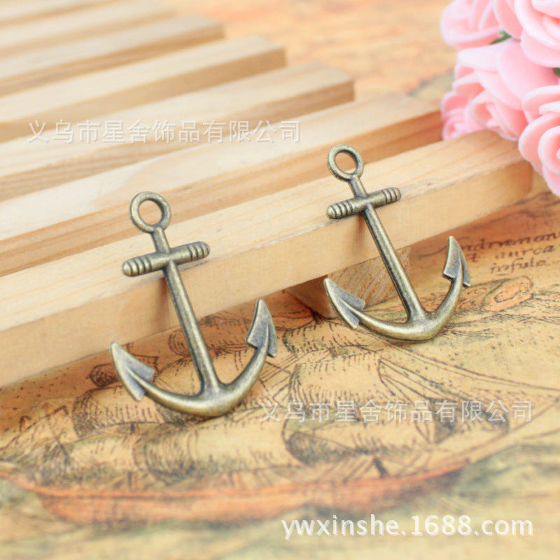 Alloy Anchor & Ship Wheel Charm Pendant 32×25mm