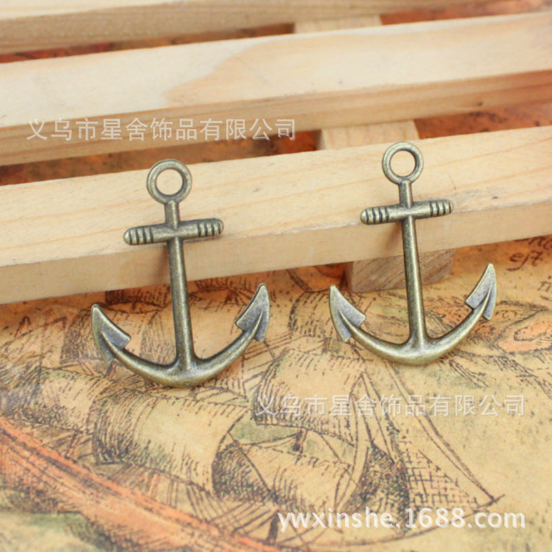 Alloy Anchor & Ship Wheel Charm Pendant 32×25mm