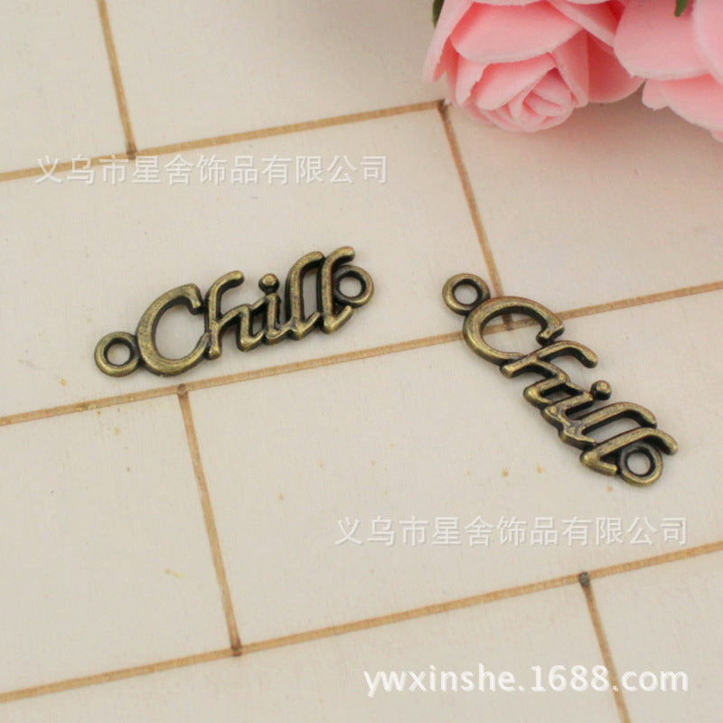 26x8mm Alloy Chill Letter Charm Pendant