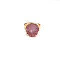 Gold Tone Round Druzy Adjustable Rings in Six Colors view 3