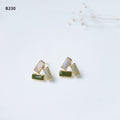 Gold-Tone Green Enamel Oval Drop and Bar Cluster Studs view 7