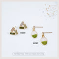 Gold-Tone Green Enamel Oval Drop and Bar Cluster Studs view 4