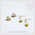 Gold-Tone Green Enamel Oval Drop and Bar Cluster Studs view 1