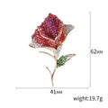 Crystal Rose Stem Brooch in Blue Pink or Red Stem Pin view 5